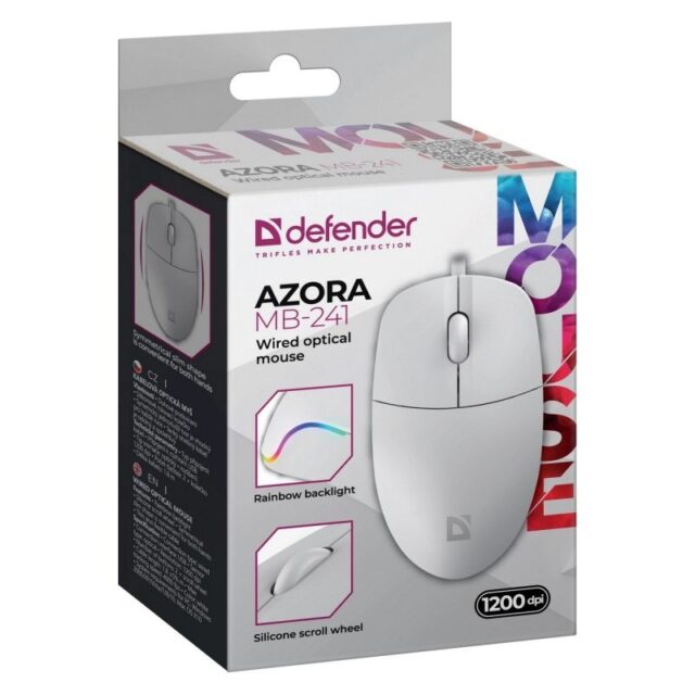 WIRED MOUSE DEFENDER AZORA MB-241 RF WHITE 1200dpi 3P - imagine 4