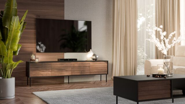 Cama CORTINA 4D TV cabinet 200x40x55 black/walnut - imagine 3