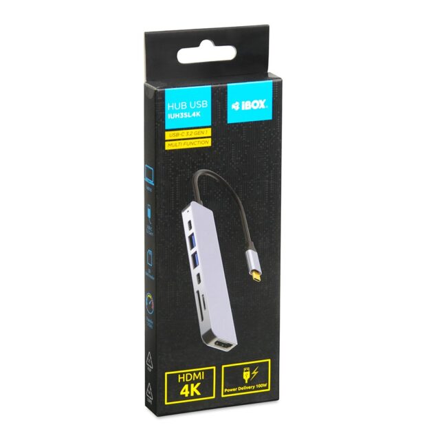 iBox IUH3SL4K interface hub USB Type-C 5000 Mbit/s Silver - imagine 4