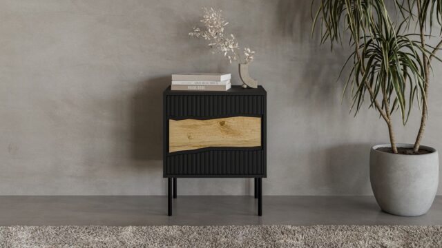Cama INSERTO bedside cabinet  2 pcs  50x40x61.5 cm  black + LED - imagine 8