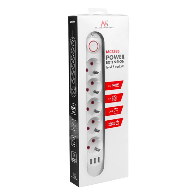 MACLEAN POWER STRIP  5 SOCKET EXTENSION MCE395 W - imagine 9