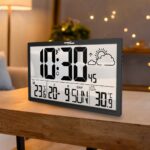 GreenBlue GB218 Extra Large LCD Wall Clock with Weather Station Temperature and Date Display - imagine 4
