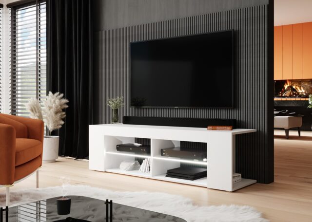 Cama TV cabinet RTV TEXAS 50/134/40 white/white gloss - imagine 2