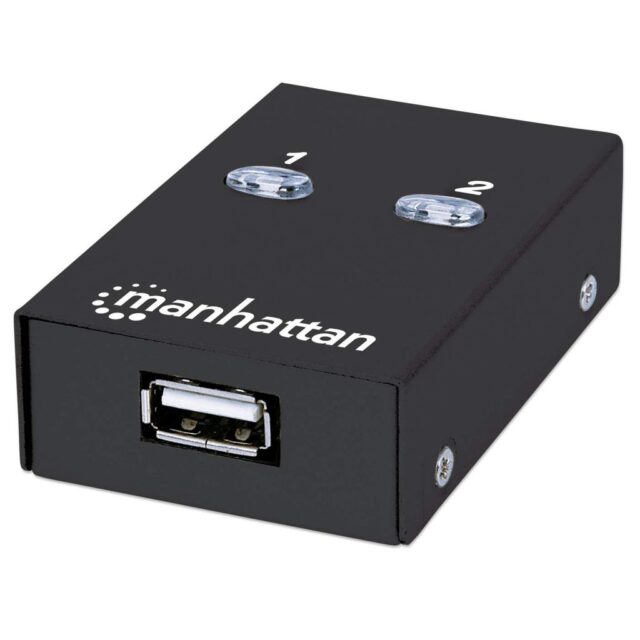 Manhattan USB-A Automatic Sharing Switch  2x USB-B Ports  480 Mbps (USB 2.0)  Dual Control (Auto-Sensing or Manual)  Bus Powered  Hi-Speed USB  inc 1x 1.5m USB-A to USB-B cable  Black  Three Year Warranty - imagine 5