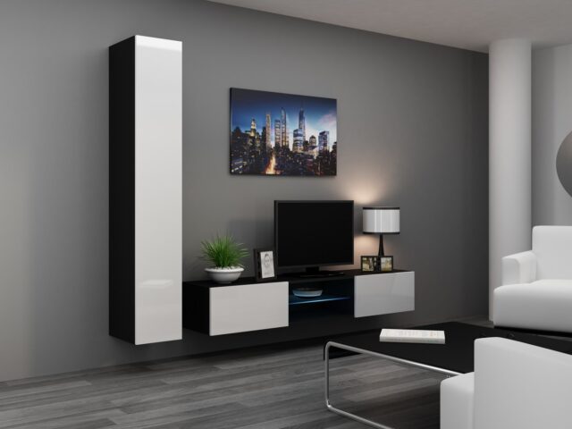 Cama Full cabinet VIGO '180' 180/40/30 white/black gloss - imagine 12
