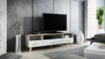 Cama RTV stand LOTTA 180cm white + sonoma oak - imagine 5
