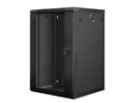 Lanberg wall-mounted installation rack cabinet 19'' 18U 600x600mm black (glass door)