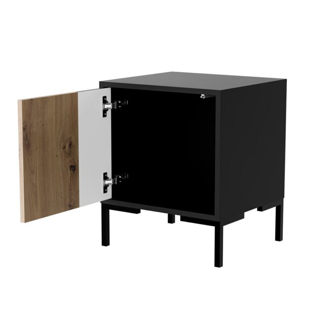 Cama Bedside table 2pc MERCI 44x40x52.5 black/oak artisan - imagine 2