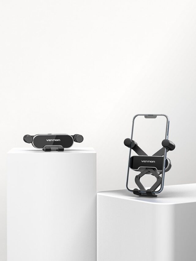 Vention Auto-Clamping Car Phone Mount With Duckbill Clip Gray Crossbar Type - imagine 2