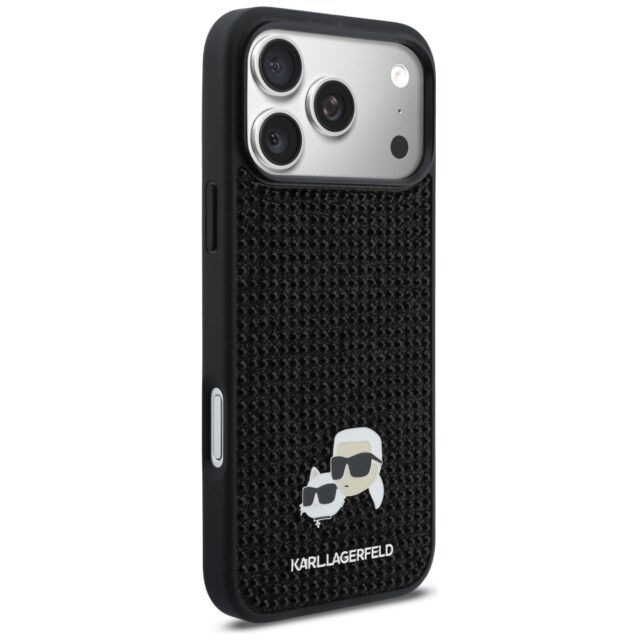 Case Karl Lagerfeld Rhinestones Karl&Choupette Pin for iPhone 17 Pro Max black - imagine 4