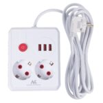 MACLEAN POWER STRIP 2 SOCKETS 3XUSB MCE388 W - imagine 3