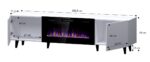 RTV cabinet PAFOS EF with electric fireplace 180x42x49 cm white matt - imagine 4