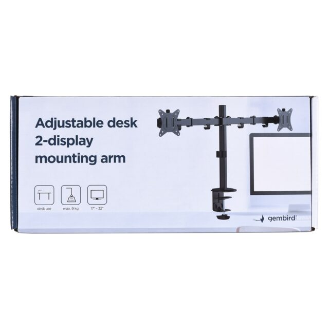 Gembird MA-D2-01 monitor mount / stand 81.3 cm (32 ) Desk Black - imagine 6
