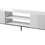 RTV SLIDE 200K cabinet on a black steel frame 200x40x57 cm all in gloss white