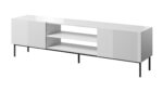 RTV SLIDE 200K cabinet on a black steel frame 200x40x57 cm all in gloss white