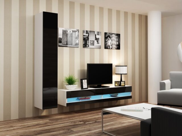 Cama TV stand VIGO NEW 30/180/40 white/black gloss - imagine 2