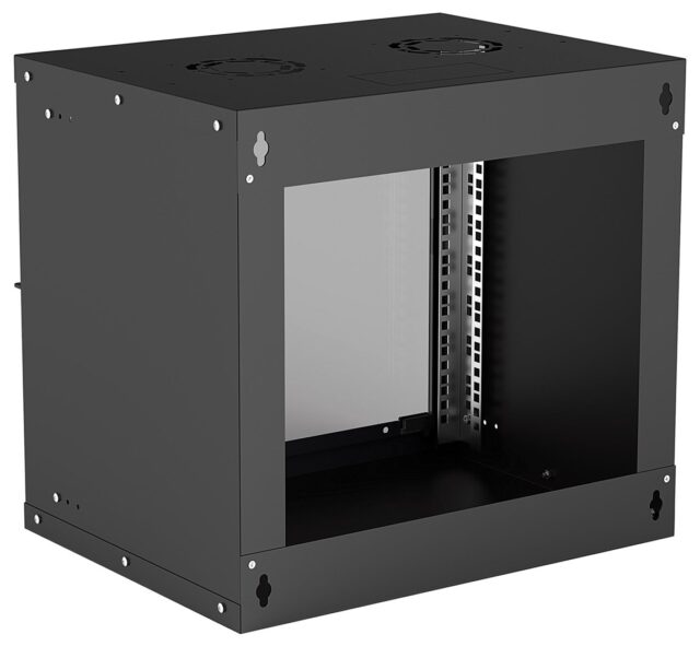 Intellinet 19  Network Cabinet - Wall Mount (Basic)  9U  400mm Deep  Black  Flatpack  Max 50kg  Usable Depth 340mm  Glass Door  Rack  Parts for wall installation (eg screws and rawl plugs) not included - imagine 2