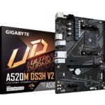 GIGABYTE A520M DS3H V2 Motherboard - Supports AMD Ryzen 5000 Series AM4 CPUs  up to 4733MHz DDR4 (OC)  PCIe 3.0 x16  GbE LAN  USB 3.2 Gen 1