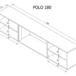 RTV cabinet POLO 180x33x39 black + fireplace black