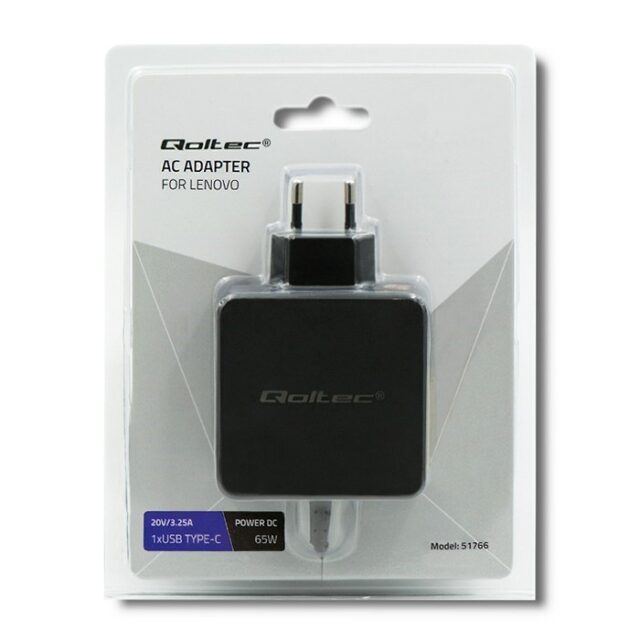 Qoltec 51766 Power adapter for Lenovo 65W | 20V |3.25A | Slim tip+pin - imagine 9