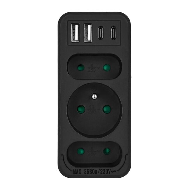 Current socket x3 + 4xUSB Maclean  splitter with 3 sockets  2xUSB A  2xUSB C PD 20W  1x16A + 2x6A  MCE248 F/B - imagine 10