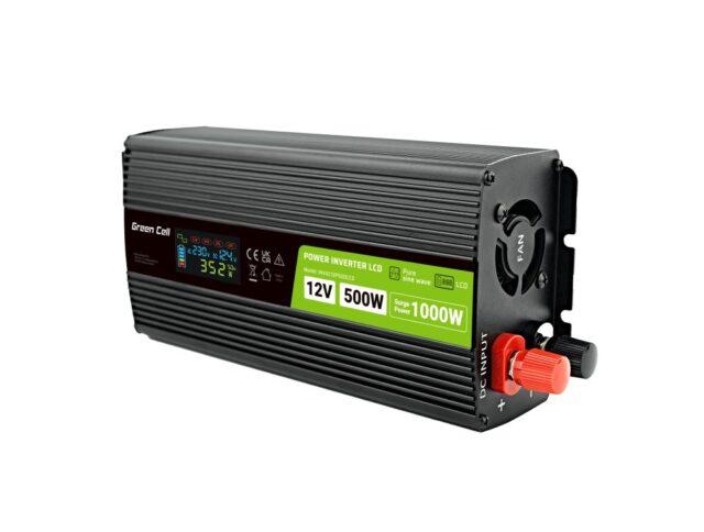 Green Cell PowerInverter LCD 12V 500W/10000W car inverter with display - pure sine wave - imagine 10