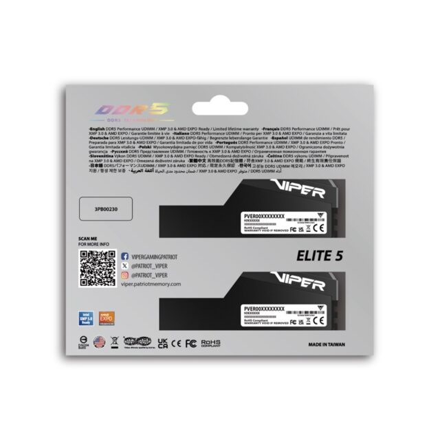 Patriot Viper Elite5 Ultra DDR5 96 GB (2x48GB) 6000MHz CL28 (VEU596G6028K) - imagine 7