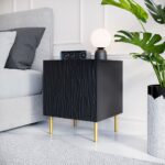 Bedside table 2 pcs. JUNGLE 53.5x40.5x44 black matt + golden legs - imagine 3