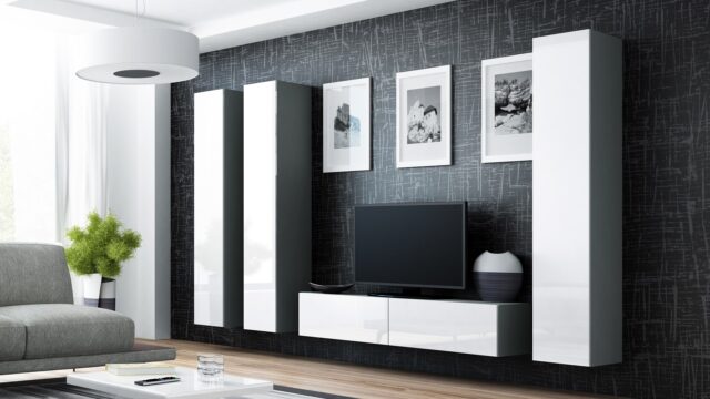 Cama TV stand VIGO 140 30/140/40 grey/white gloss - imagine 2