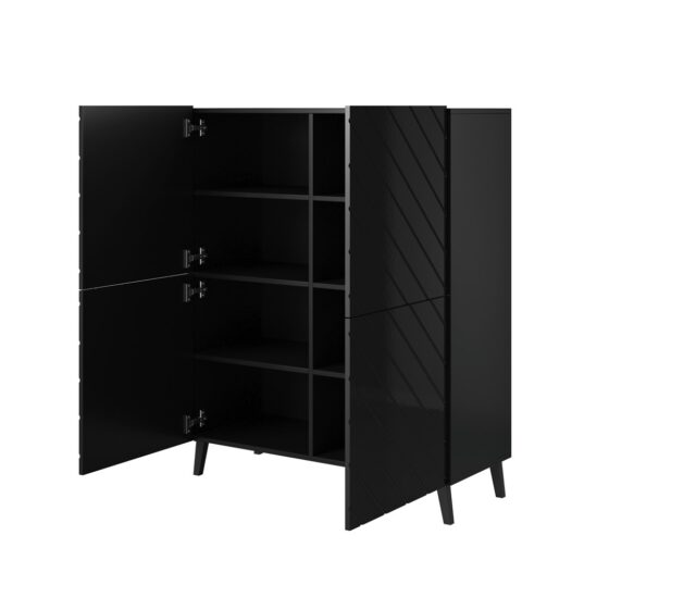 Shelving unit ABETO 100.5 x 40 x 121.5 cm black/gloss black - imagine 2