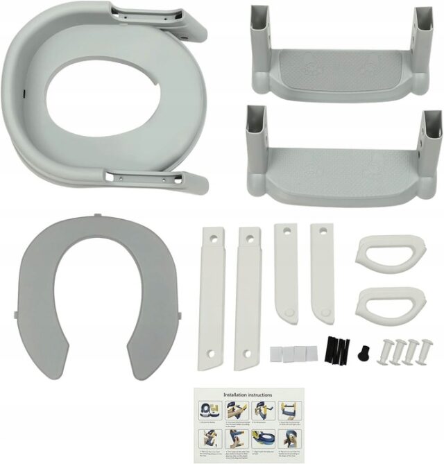 EXTRALINK KIDS NAKŁADKA NA SEDES ZE STOPNIEM DO NAUKI WC DLA DZIECI DRABINKA DO DESKI NA TOALETĘ SZARA - imagine 5