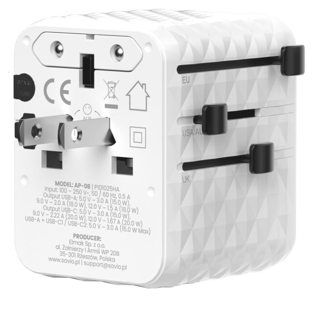 Savio AP-08 power adapter/inverter 20 W White - imagine 6