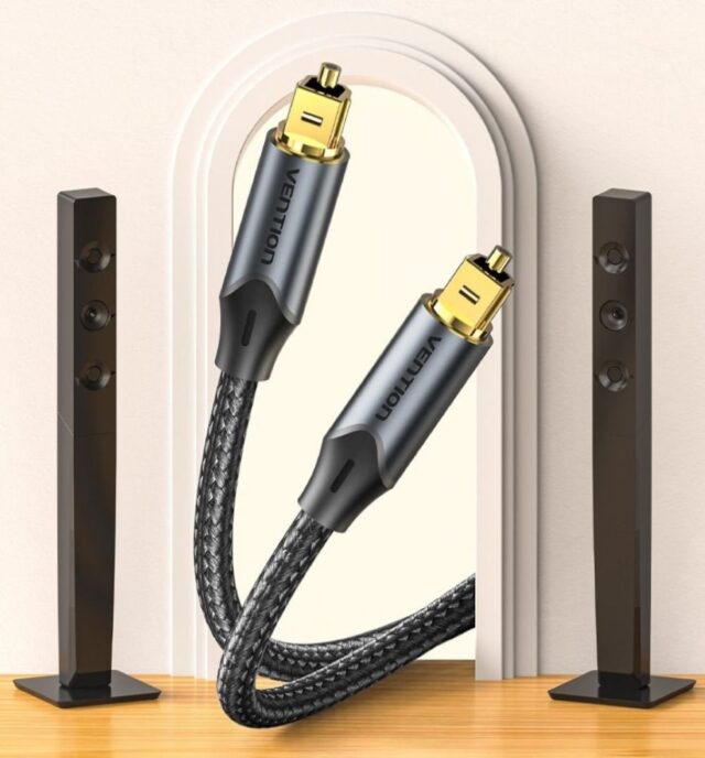 Kabel audio optyczny Vention w oplocie z aluminiowym złączem 5m czarny - imagine 5