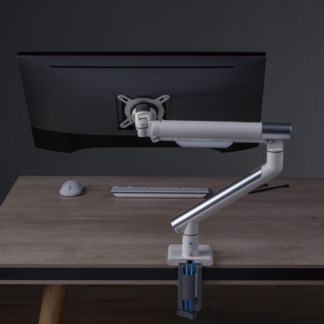 Desk mount for monitor LED/LCD 17-32  ART L-19GD gas assistance 2-9 kg 2x USB 3.0 White - imagine 11