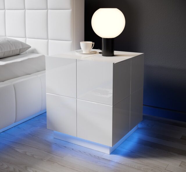 Cama bedside table REJA white gloss/white gloss - imagine 5