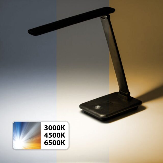 Maclean MCE614 B Dimmable LED Desk Lamp Adjustable Folding 9W IP20 3000K 4500K 6500K Black - imagine 8
