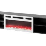 RTV cabinet POLO 180x33x39 black + fireplace white