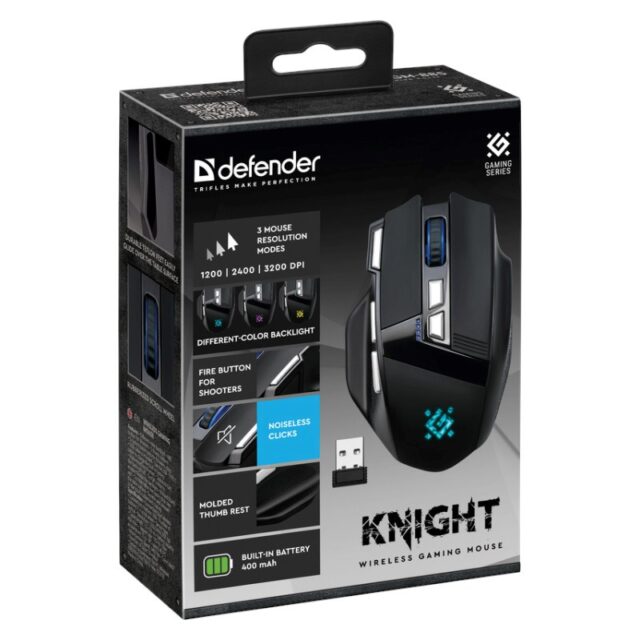 MOUSE DEFENDER GM-885 KNIGHT RF WIRELESS 3200dpi 8P BLACK - imagine 6