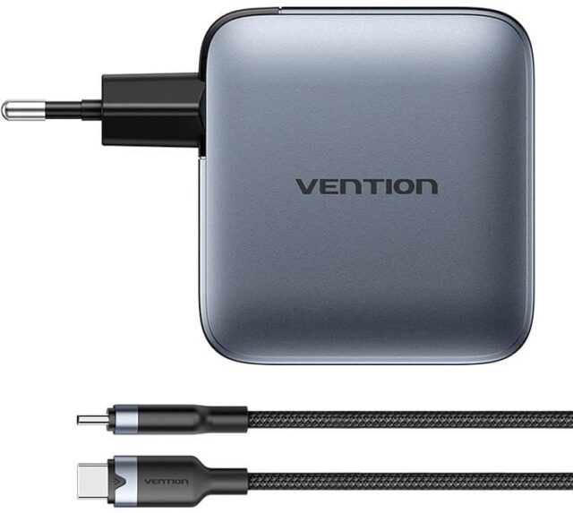 Ładowarka Vention 100W GaN 1x USB-A 3x USB-C + kabel USB-C do USB-C 1m - imagine 3