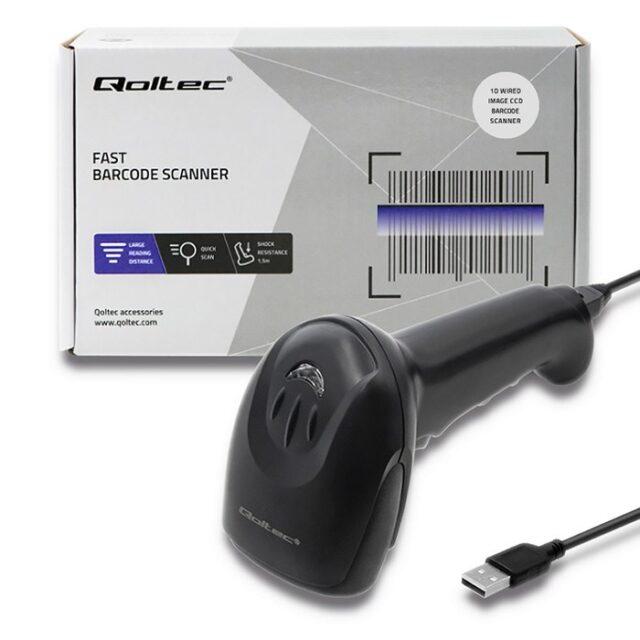 Qoltec 50866 Laser barcode reader 1D | CCD | USB | Black - imagine 3