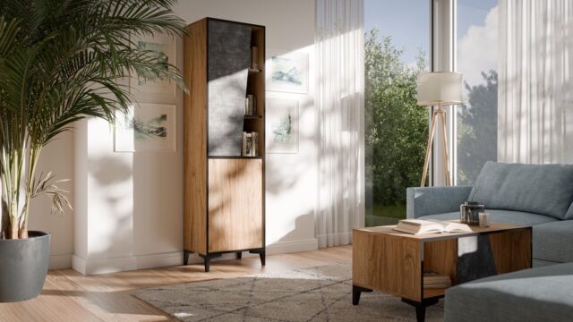 Cama 2D bookcase OVO 50x38xH182.5 oak/concrete - imagine 3