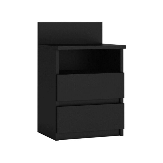 Topeshop M1 CZARNA MAT nightstand/bedside table 2 drawer(s) Black - imagine 3