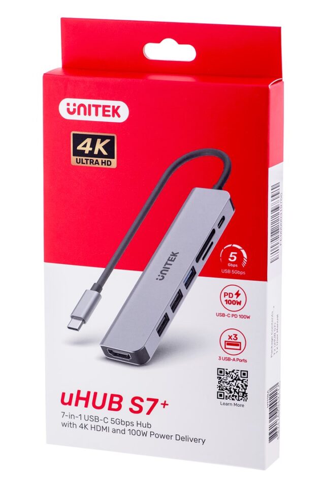 UNITEK HUB USB-C H1118A; USB-A x3  USB-C  HDMI  SD  microSD - imagine 7