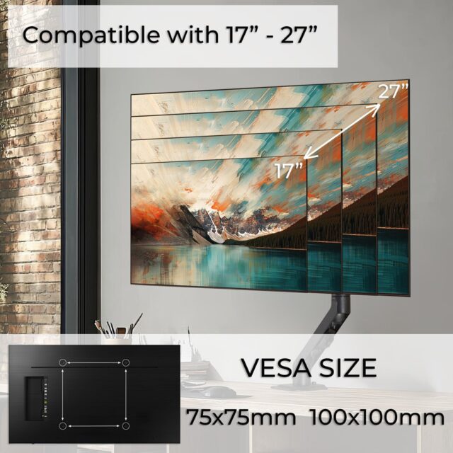 Maclean MC-906 Monitor Mount Holder Desk Table Mount 17  - 27  Adjustable Rotatable VESA 7 kg - imagine 24