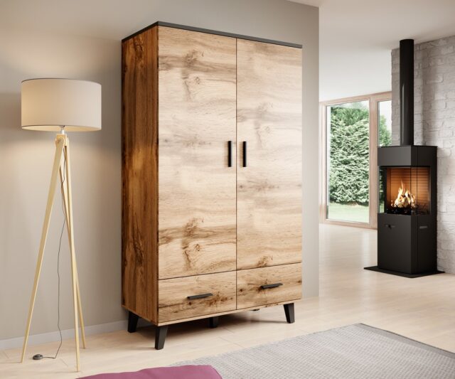 Cama wardrobe LOTTA 2D2D wotan oak + mat black - imagine 4
