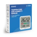 SAVIO Wireless weather station  temperature and humidity sensor  for indoor use  LCD screen  clock  date  handle with magnet  CT-01/W White - imagine 4