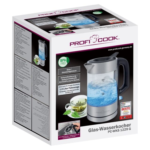 ProfiCook PC-WKS 1229 G electric kettle 1 L 1600 W Stainless steel  Transparent - imagine 3