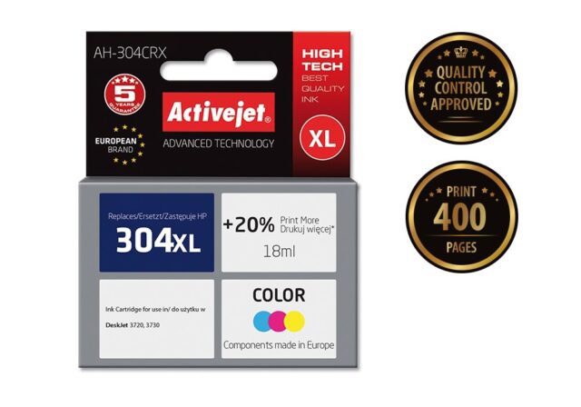 Activejet AH-304CRX Ink (replacement for HP 304XL N9K07AE; Premium; 18 ml; 400 pages  color) - imagine 2