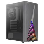 Aerocool DELTABKV1 ATX PC Case RGB Front Full Side Window 12cm Fan Black - imagine 5