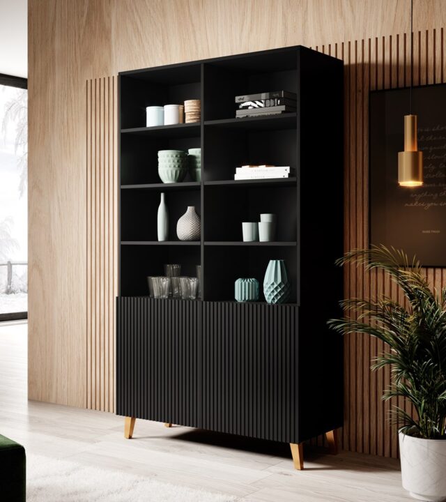 PAFOS bookcase 100x40x176.5 cm matte black - imagine 3